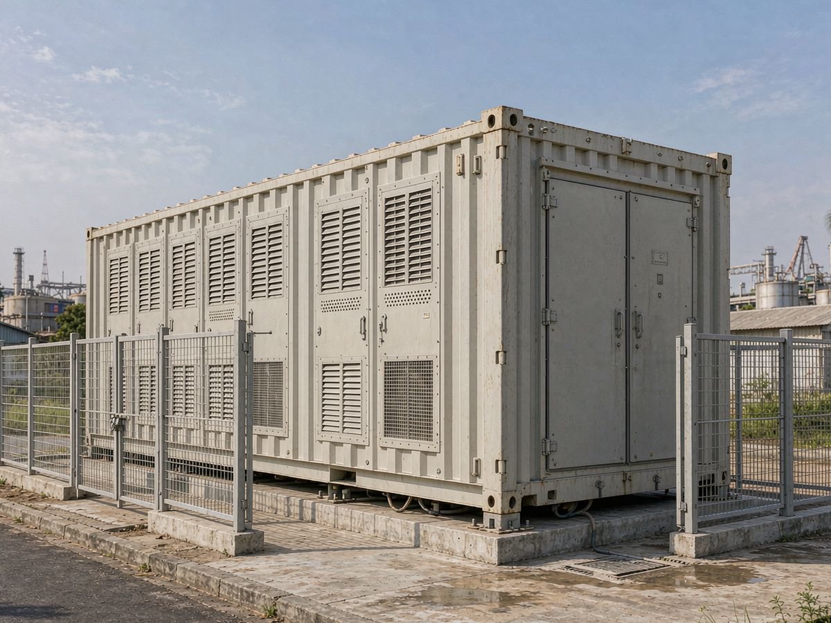 BESS cost in Nigeria: outdoor battery energy storage container at a Lagos industrial site