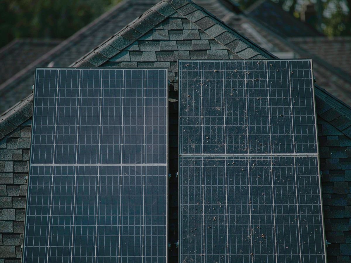 Two solar modules side by side, one bifacial and one monofacial