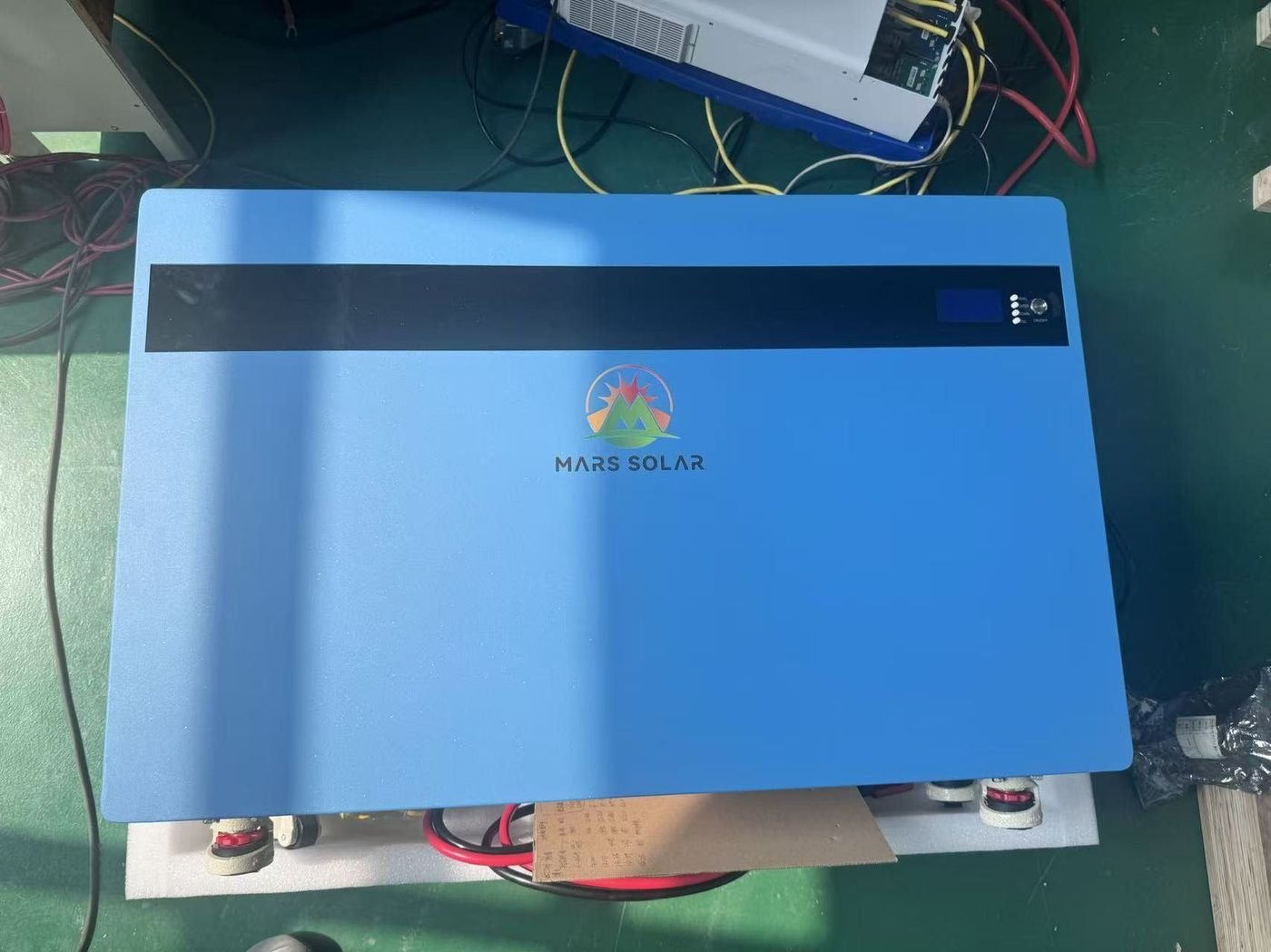30kWh battery wiring, inverter and BMS detail during factory quality control