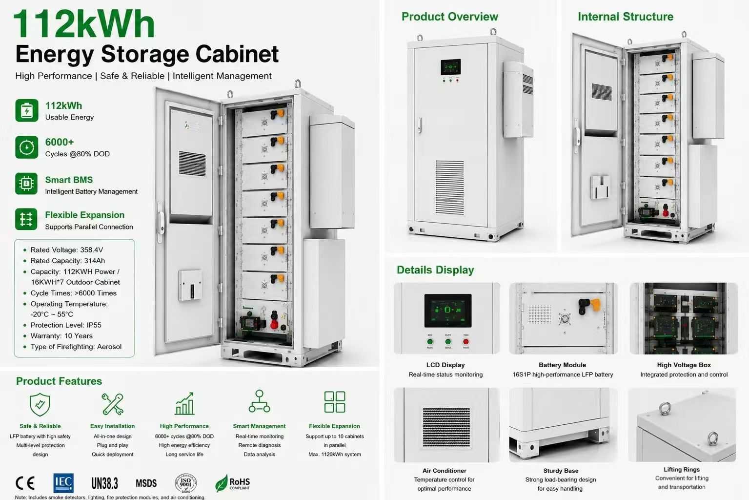 Mars Solar 50kW + 112kWh BESS solar system with storage cabinet and panels