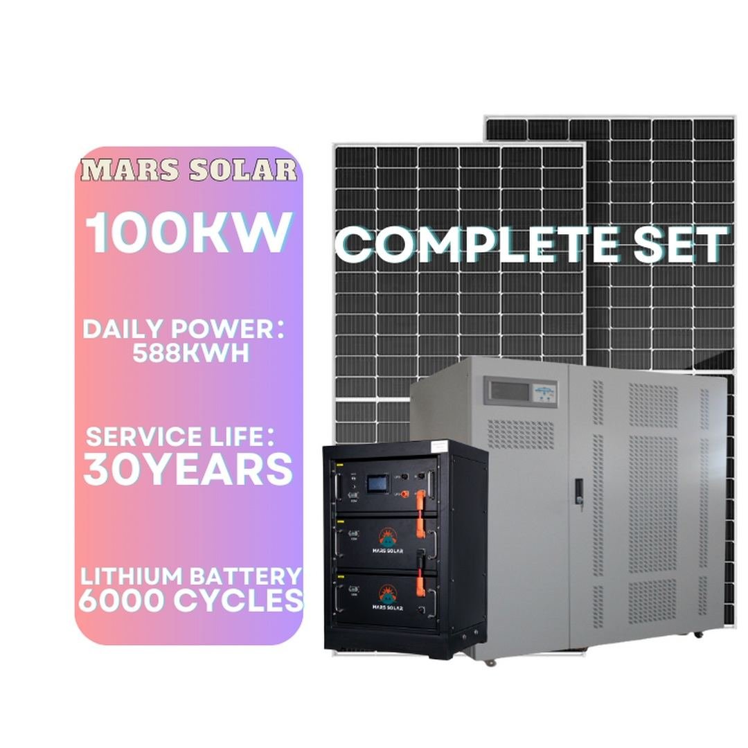 100kW solar system container package staged for export at the Mars Solar Foshan factory