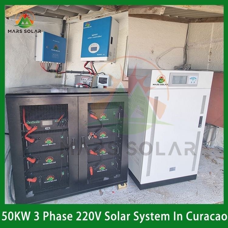 50kW solar system wiring, inverter and BMS detail during factory quality control