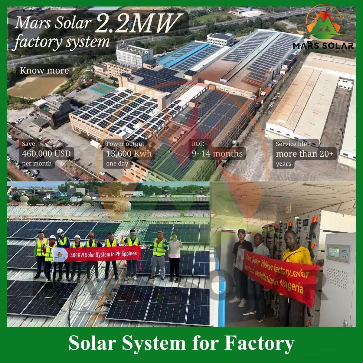 Mars Solar factory solar system solution for industrial plants